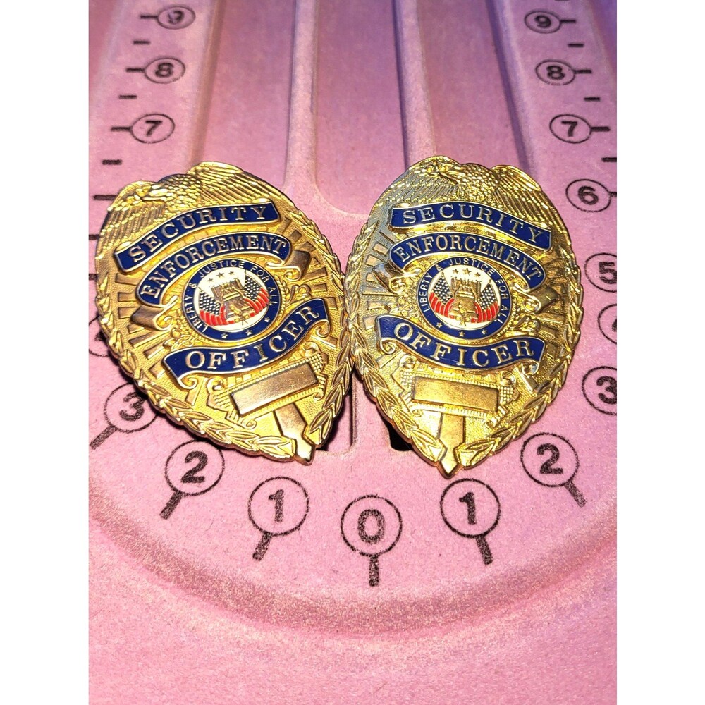 Lot 2 Security Enforcement Shield Badges Costume Theatre Film Movie Uniform Prop